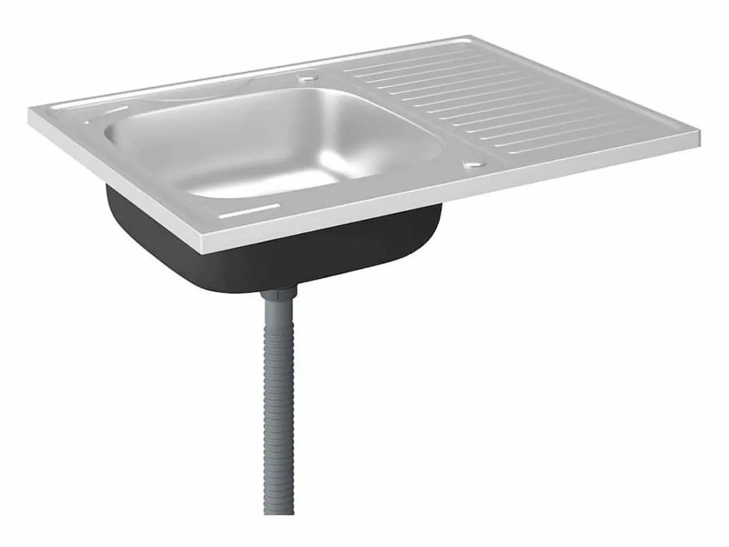 New Conjunto de fregadero y escurridor de cocina plata 800x600x155 mm acero inoxidable Fregadero