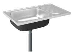 Conjunto de fregadero y escurridor de cocina plata 800x500x155 mm acero inoxidable