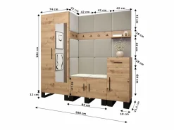 Abiks Möbel Conjunto de guardarropa Artin 13 196/200/46 (Roble/Manila 16)