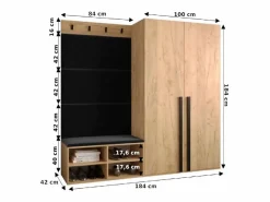 Sale Conjunto de guardarropa Miro 5 184/184/42 (Blanco/Manila 02) Armario De Entrada