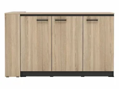 Online Vente-unique Conjunto de isla de cocina + 2 taburetes - Negro y Natural Claro - NUSICE Negro / Color natural claro