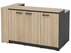 Online Vente-unique Conjunto de isla de cocina + 2 taburetes - Negro y Natural Claro - NUSICE Negro / Color natural claro