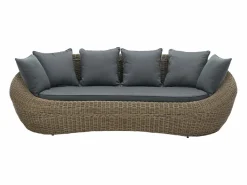 Sale Conjunto de jardín completo de resina trenzada natural oscuro - WHITEHEAVEN de Salones De Jardín