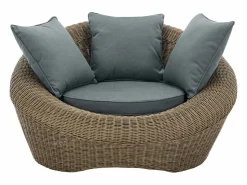 Sale Conjunto de jardín completo de resina trenzada natural oscuro - WHITEHEAVEN de Salones De Jardín