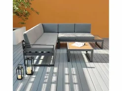 Modus Sofa Conjunto de jardín con sofá esquinero 3 + 2 plazas y mesita Eysha