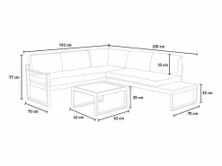 Modus Sofa Conjunto de jardín con sofá esquinero 3 + 2 plazas y mesita Eysha