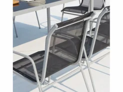 Concept-Usine Conjunto de jardín de acero inoxidable y textileno 8 personas LUSIANA