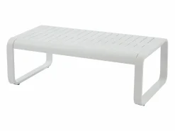 Sale MYLIA Conjunto de jardín de aluminio: 1 sofá de 3 plazas, 2 sillones y 1 mesa de centro - con cojines beige - LOMIA de Blanco