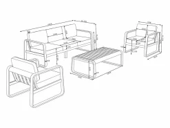Hot MYLIA Conjunto de jardín de aluminio: 1 sofá de 3 plazas, 2 sillones y 1 mesa baja - Color con cojines beige - LOMIA de Cobrizo