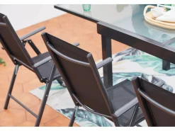 Discount Concept-Usine Conjunto de jardín de aluminio: mesa extensible + 10 sillas textileno BRESCIA Gris