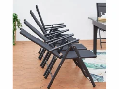 Discount Concept-Usine Conjunto de jardín de aluminio: mesa extensible + 10 sillas textileno BRESCIA Gris