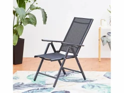 Discount Concept-Usine Conjunto de jardín de aluminio: mesa extensible + 10 sillas textileno BRESCIA Gris