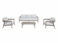 Sale Conjunto de jardín de aluminio: un sofá de 3 plazas, 2 sillones y una mesa de centro - - ZAYORA de Salones De Jardín