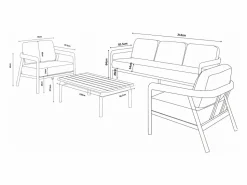 Online MYLIA Conjunto de jardín de aluminio: sofá de 3 plazas, 2 sillones y mesa de centro - Gris oscuro - ZAYORA de Gris antracita