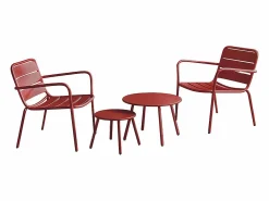 MYLIA Conjunto de jardín de metal: 2 sillones bajos apilables y mesas nido -