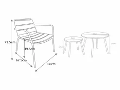 Sale Conjunto de jardín de metal - 2 sillones bajos apilables mesas nido - Amarillo de Salones De Jardín