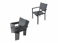 Best Happy Garden Conjunto de jardín extensible FIRENZE 8 plazas en textileno aluminio antracita Gris