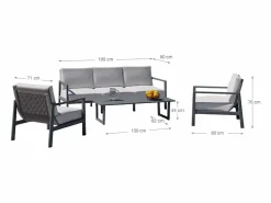 Conjunto de jardín ONIX 4 piezas Antracita Salones De Jardín