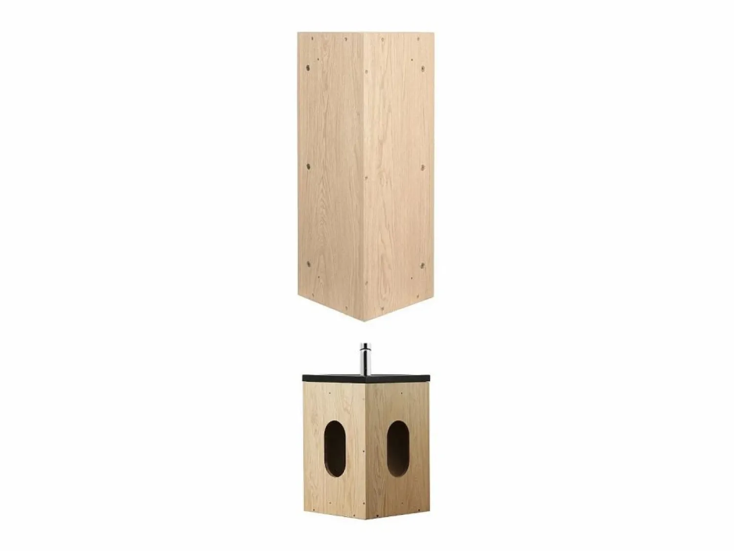 Discount Conjunto de lavabo de esquina suspendido SKINO con mueble con espejo Blanco