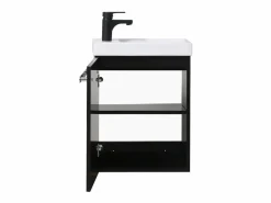 Conjunto de lavabo de pared Nevada con grifería negra y espejo ovalado