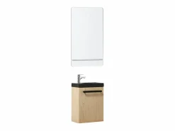 New Conjunto de lavabo de pared Nevada con espejo y estante Negro