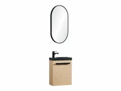 Clearance Conjunto de lavabo de pared Nevada con grifería negra y espejo ovalado Mueble De Aseo