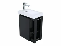 Outlet Conjunto de lavabo HAMPTON con grifo cromado y espejo Negro