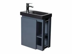 Conjunto de lavabo HAMPTON con grifo negro y estante de espejo
