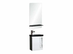 Conjunto de lavabo HAMPTON con grifo negro y estante de espejo