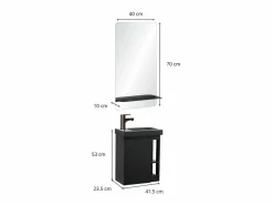 Conjunto de lavabo HAMPTON con grifo negro y estante de espejo