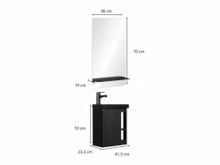 Conjunto de lavabo HAMPTON con grifo negro y estante de espejo