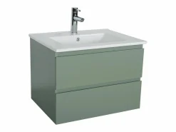 Conjunto de lavabo individual de 60cm con encimera de cerámica y grifo cromado SORRENTO