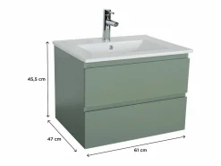 Conjunto de lavabo individual de 60cm con encimera de cerámica y grifo cromado SORRENTO