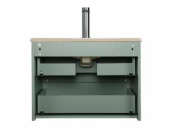Conjunto de lavabo individual de 60cm con encimera de cerámica y grifo cromado SORRENTO