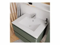 Conjunto de lavabo individual de 60cm con encimera de cerámica y grifo cromado SORRENTO