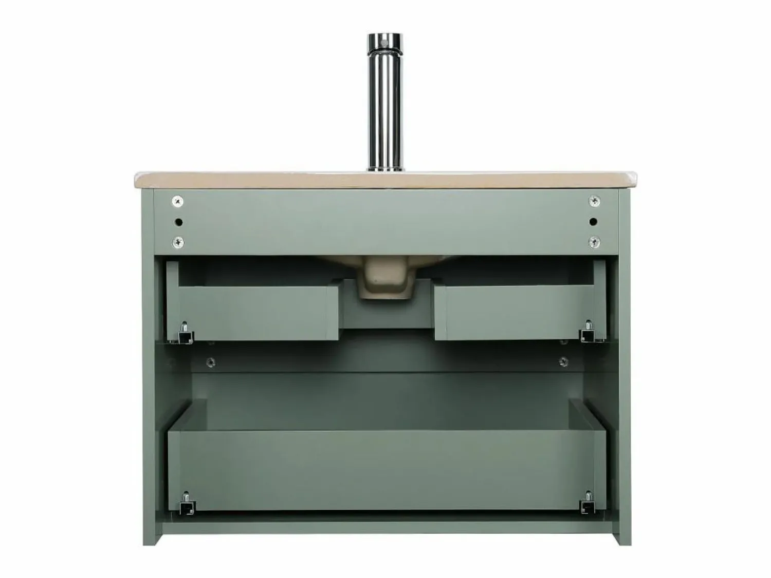 Conjunto de lavabo individual de 60cm con encimera de cerámica y grifería negra SORRENTO