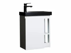 Conjunto de lavabo negro HAMPTON con almacenaje lateral y grifo