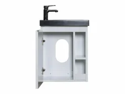 Conjunto de lavabo negro HAMPTON con almacenaje lateral y grifo