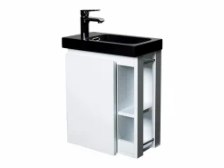 Conjunto de lavabo negro HAMPTON con almacenaje lateral y grifo