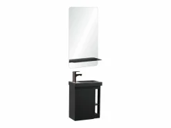 Best Conjunto de lavabo HAMPTON con almacenamiento lateral y estante de espejo Negro