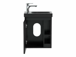 Best Conjunto de lavabo HAMPTON con almacenamiento lateral y estante de espejo Negro