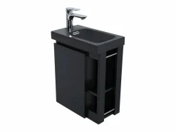 Best Conjunto de lavabo HAMPTON con almacenamiento lateral y estante de espejo Negro
