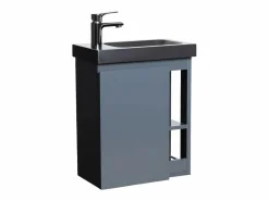 New Conjunto de lavabo negro HAMPTON con almacenaje lateral y grifo Gris