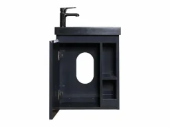 New Conjunto de lavabo negro HAMPTON con almacenaje lateral y grifo Gris