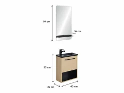 Conjunto de lavabo NIKA con nicho y estante de espejo Color natural claro