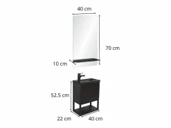 Clearance Conjunto de lavabo NOVA de metal y madera con espejo de estante Mueble De Aseo