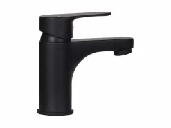 Outlet Conjunto de lavabo NOVA de metal y madera con grifería negra y estante de espejo Mueble De Aseo