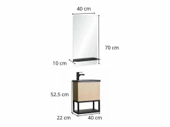 Hot Conjunto de lavabo NOVA de metal y madera con grifería negra y estante de espejo Mueble De Aseo