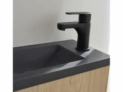 Hot Conjunto de lavabo NOVA de metal y madera con grifería negra y estante de espejo Mueble De Aseo