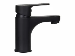 Clearance Conjunto de lavabo NOVA de metal y madera con grifería negra y espejo ovalado Negro
